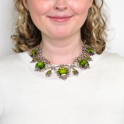 Lot 162 - Belle Epoque Silver, Gold, Peridot and Diamond Necklace/Tiara Combination