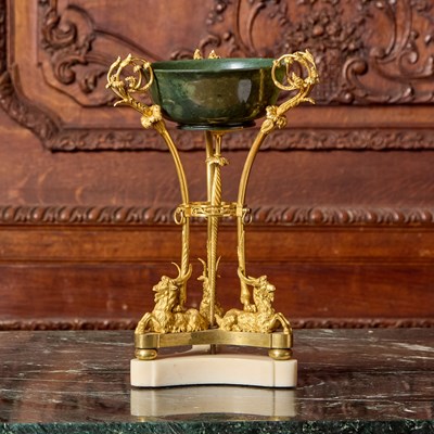 Lot 285 - Louis XVI Gilt-Bronze, Marble and Jade Tazza