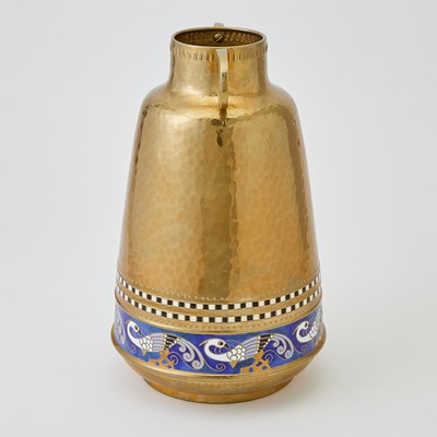 Lot 756 - WMF Art Deco Enameled Brass Two-Handled Vase