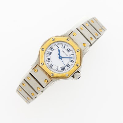Lot 2012 - Cartier Stainless Steel and Gold 'Santos Ronde' Wristwatch