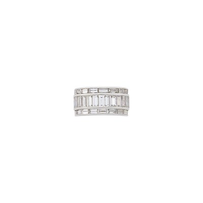 Lot 1082 - Wide Platinum and Diamond Band Ring