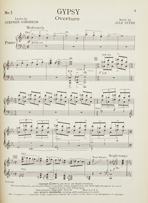 Lot 268 - Stephen Sondheim's specially bound score for Gypsy