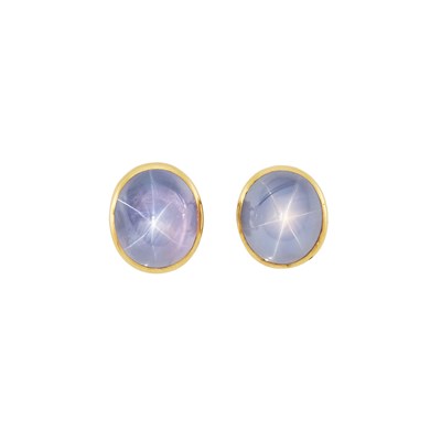 Pair of Gold and Multicolored Star Sapphire Earclips