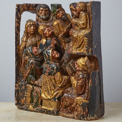 Lot 328 - Iberian Gilded Wooden Figural Group