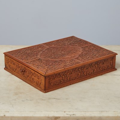 Lot 369 - "Bagard" Carved Wood Writing Box