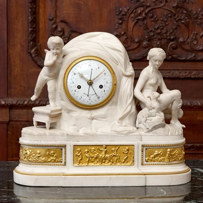 Lot 221 - Louis XVI Carved White Marble Clock