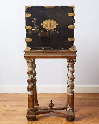 Lot 113 - Japanese Black and Gilt Lacquer Cabinet on Stand