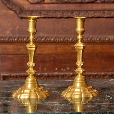 Lot 78 - Pair of Early Louis XV Gilt-Bronze Candlesticks