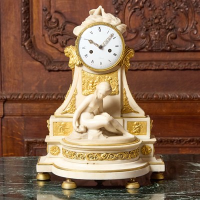 Lot 166 - Louis XVI Gilt-Bronze and Marble Figural Clock
