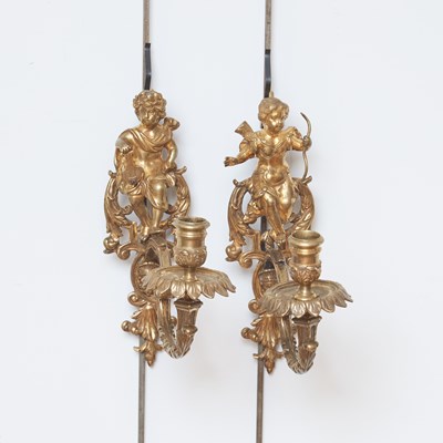 Lot 263 - Pair of Régence Ormolu Figural Wall Sconces