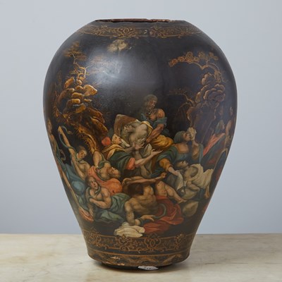 Lot 418 - GERMAN (BERLIN) EARTHENWARE FAUX LACQUER VASE