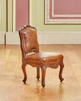 Lot 336 - Early Louis XV Miniature Beechwood Chaise