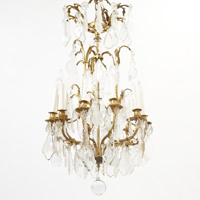 Lot 146 - Louis XV Style Gilt-Bronze and Cut-Glass Twelve-Light Chandelier
