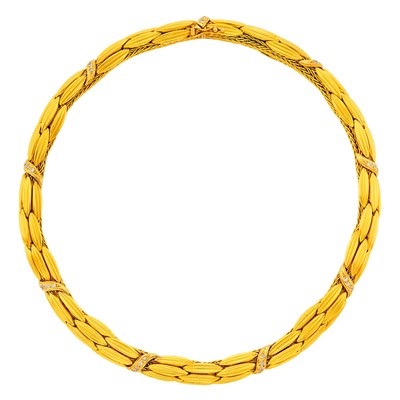 Lot 143 - Ilias Lalaounis Gold and Diamond Wheat Sheaf Necklace
