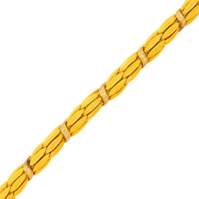 Lot 144 - Ilias Lalaounis Gold and Diamond Wheat Sheaf Bracelet