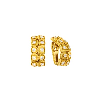 Lot 148 - Ilias Lalaounis Pair of Gold and Diamond Half-Hoop Earclips