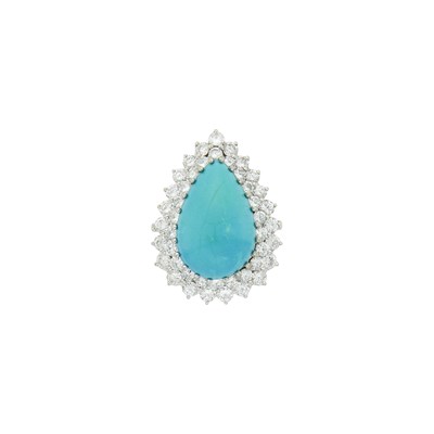 Lot 106 - White Gold, Turquoise and Diamond Ring
