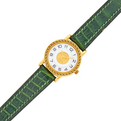 Lot 1003 - Hermès Paris Gold 'Sellier' Wristwatch