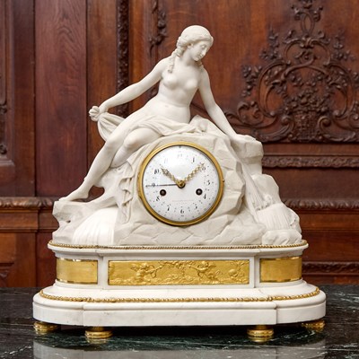 Lot 194 - Louis XVI Marble Figural Mantel Clock La Source
