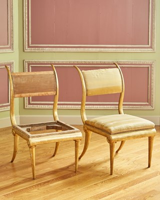 Lot 252 - Pair of Italian Empire Giltwood Side Chairs