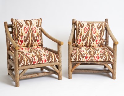 Lot 371 - Pair of La Lune Collection Rustic Club Chairs