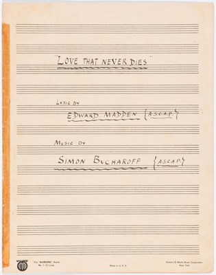 Lot 632 - An original Simon Bucharoff manuscript for the song Love That Never Dies