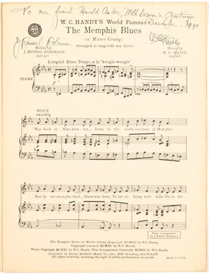 Lot 636 - Two W.C. Handy songs inscribed for Harold Arlen
