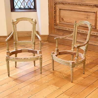 Lot 250 - Pair of Louis XVI Painted Fauteuil Frames