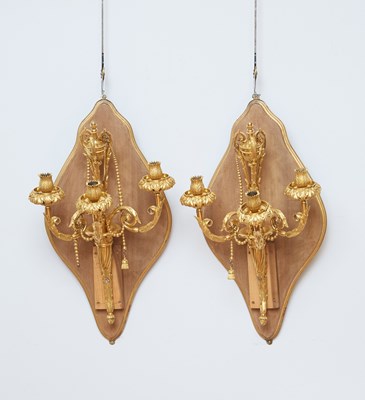 Lot 180 - Pair of Louis XVI Gilt-Bronze Three-Light Wall Sconces
