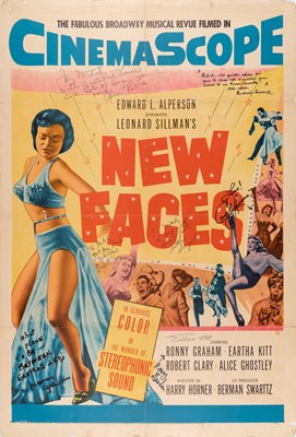 Lot 689 - The poster for New Faces with inscriptions and the signature of Eartha Kitt