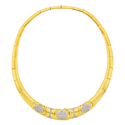Lot 98 - Two-Color Gold and Diamond Necklace