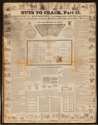 Lot 340 - Seven framed broadside puzzles, circa 1830s
