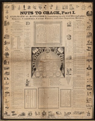 Lot 340 - Seven framed broadside puzzles, circa 1830s