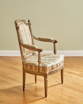 Lot 184 - Louis XVI Carved and Painted Fauteuil