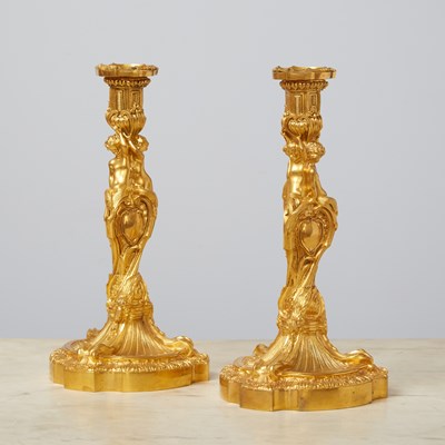 Lot 244 - Pair of Louis XVI Style Gilt-Bronze Candlesticks