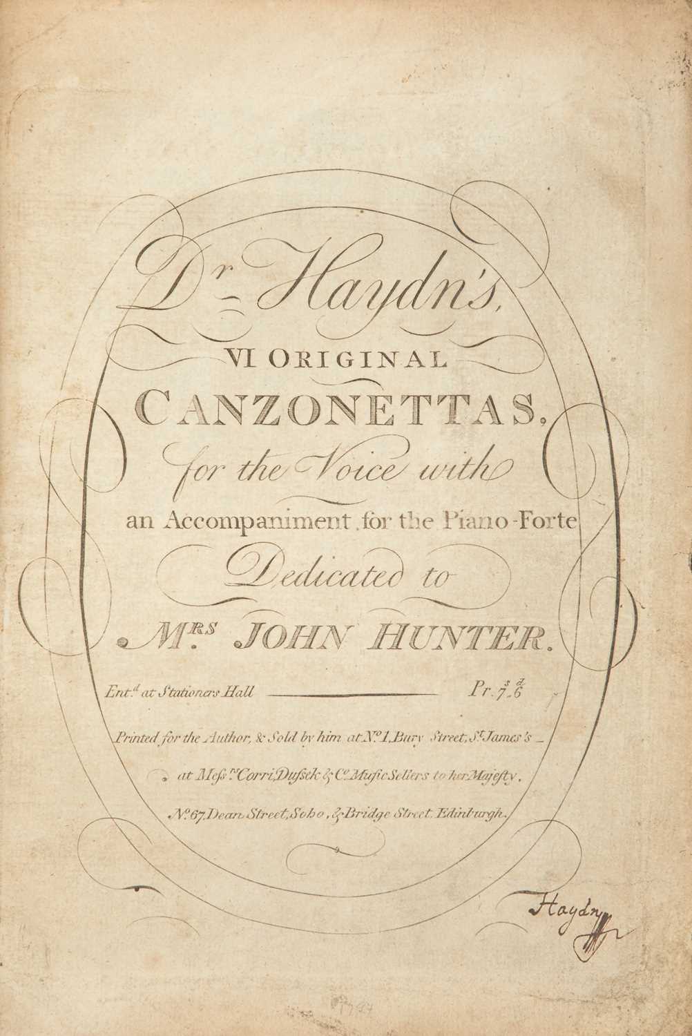 Lot 577 - Haydn's VI Original Canzonettas, signed by the composer