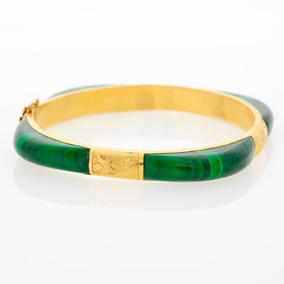 Lot 1197 - Malachite and Gold Bangle Bracelet