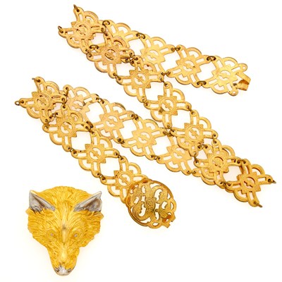 Lot 216 - Gilt Metal Belt and Fox Belt Buckle