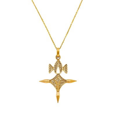 Lot 1183 - Rose Gold Pendant with Gold Chain Necklace