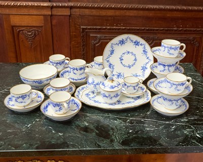 Lot 475 - GROUP OF SEVRES PORCELAIN CAMAIEU BLEU TEAWARES