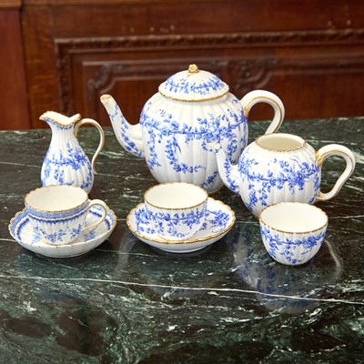 Lot 426 - Group of Sèvres Porcelain Camaieu Blue Fluted Teawares