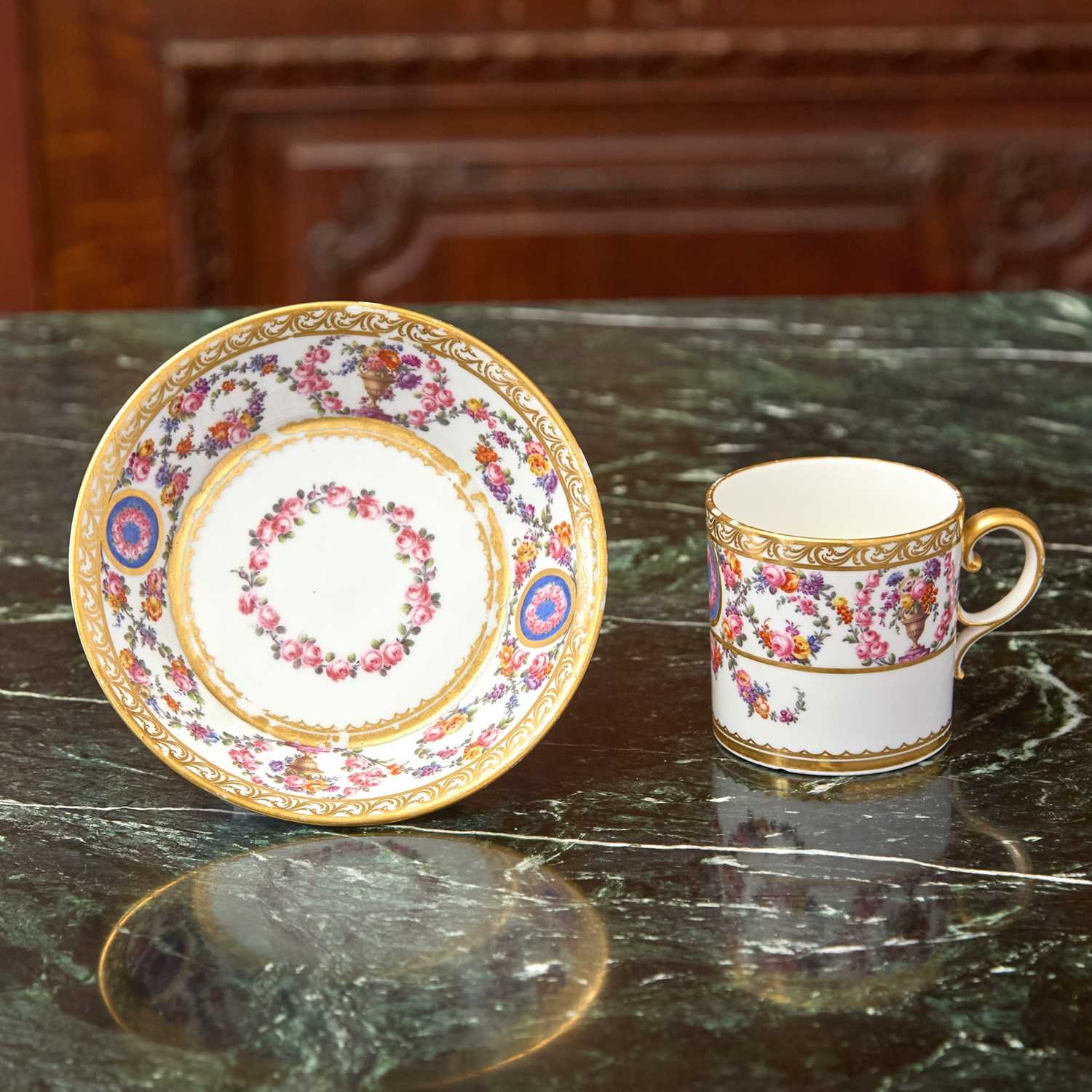 Lot 467 - SEVRES PORCELAIN (HARD PASTE) CUP AND SAUCER