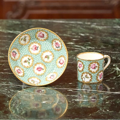 Lot 469 - SEVRES PORCELAIN TAILLANDIER GROUND CUP AND SAUCER (GOBELET LITRON, 4EME GRANDEUR)