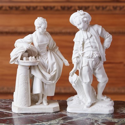 Lot 430 - TWO SEVRES BISCUIT PORCELAIN FIGURES, LA MARCHANDE DE CREMES’ AND ‘LE BATELIER DE SAINT CLOUD’