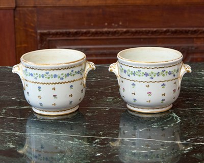 Lot 491 - PAIR OF COPENHAGEN PORCELAIN GLASS COOLERS
