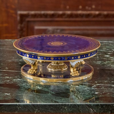Lot 545 - SEVRES PORCELAIN COBALT-BLUE GROUND FOOTED STAND