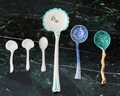 Lot 470 - SIX CERAMIC SPOONS OR LADLES