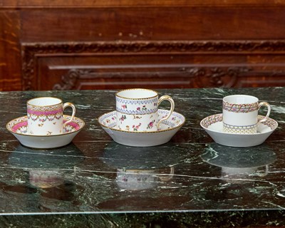 Lot 435 - Three Sèvres Porcelain Cups and Saucers (Gobelet Litron)