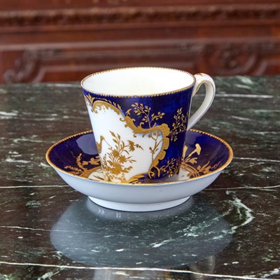 Lot 433 - VINCENNES PORCELAIN BLEU LAPIS CUP AND A SAUCER (GOBELET A LA REINE)