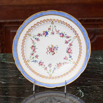 Lot 484 - SEVRES PORCELAIN PALE-BLUE GROUND PLATE (ASSIETTE UNIE)
